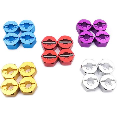 Adaptateur de roue hexagonal 12mm épais 7mm avec écrou M4, pour RC 1/10 4X4 (1/5)