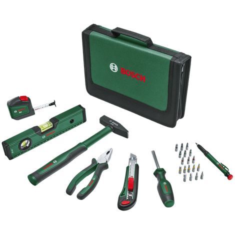 Bosch Universal Handwerkzeug (Kombizange, Maßband, Wasserwaage, 300g Hammer etc., 25-teilig, Set) (1/5)