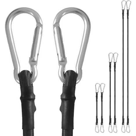 Tendeurs Elastique avec Crochets, Cordon Élastique avec Mousqueton, Sangle Sandow Elastique Tendeurs de Fixation pour Bâches Tente Bagages Voile d'ombrage Vélo, Noirs (6pcs 30 60 100cm) (1/5)
