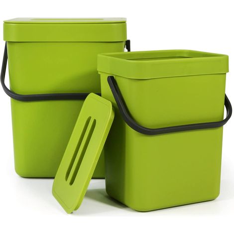 Lot de 2 Poubelle Suspendue de Cuisine(5L+3L) Poubelle de Table avec Couvercle Petite Poubelle en Plastique pour Cuisine,Salon,Chambre (1/5)