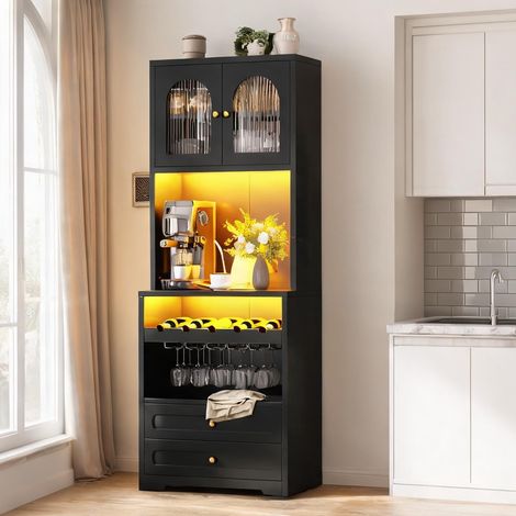 Buffet coloris noir en MDF 70 x 40 x 180 cm (1/5)