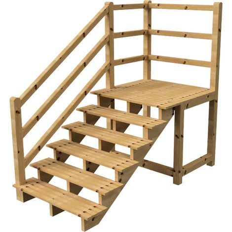 MILANO Außentreppe 6 Stufen H105 cm - Podest L116 x B120 cm - Treppengeländer links - Podestgeländer links und hinten
