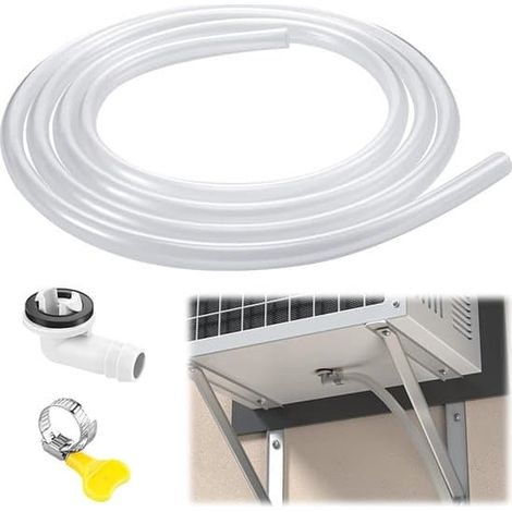 Tuyau flexible d'évacuation des condensats, 3 mètres, pour climatiseurs, tuyau de climatisation, comprend des colliers et des coudes, pour tuyau d'évacuation de climatiseur portable (3/5 pouce) (1/5)