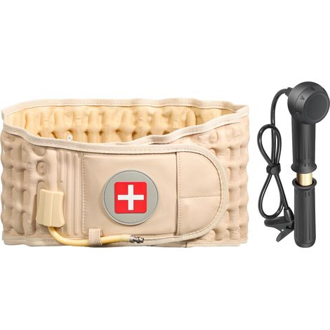 Cintura di decompressione lombare per alleviare il dolore lombare e supportare la zona lombare. Corsetto per alleviare la sciatica. Cintura di decompressione spinale per donne e uomini, beige. (1/5)