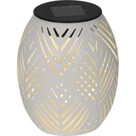 Lumineo Solar LED Windlicht Weiß Ø 12 cm Höhe 15 cm warmweiß - Metall & Kunststoff (1/2)