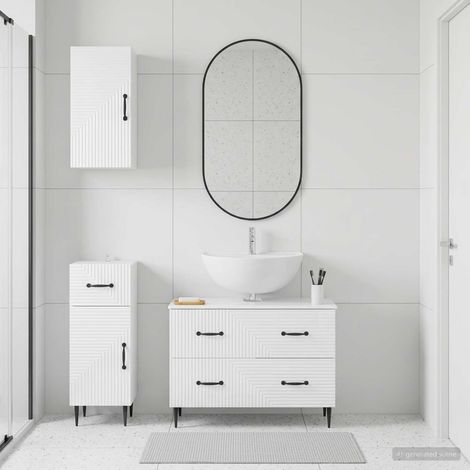 vidaXL 3 Piece Bathroom Cabinet Set HAARLEM High Gloss White (1/5)