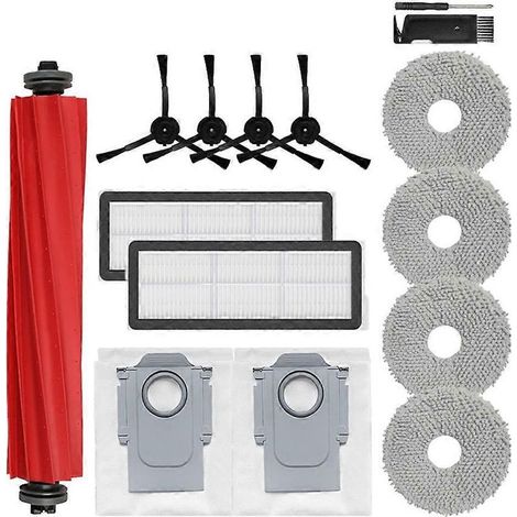 Pièces détachées pour aspirateurs robots Roborock Qrevo Pro/Qrevo MaxV/Qrevo S : brosses latérales principales, lingettes de nettoyage, filtres HEPA, sacs à poussière (1/5)