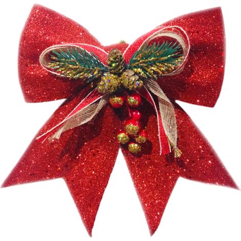 Ribbon Bow - Golden Fabric Christmas Bow - For Wreath Garland Tree Topper - Holiday Decoration - Pack Of 1 (1/5)