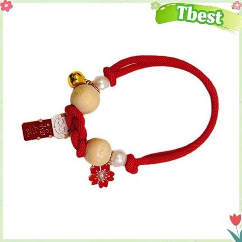 Tbest collier anti-puces pour chats Collier anti-puces en bois de animalerie collier Rouge M (pour Rouge S pour 44 à 77 lb (1/5)