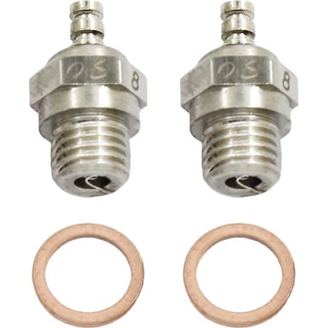 BRAVIX Lot de 2 bougies de préchauffage Nitro de taille moyenne compatibles avec OS 8 équivalent à Nitro RC pour voiture, camion, buggy (1/4)