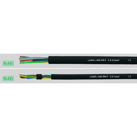 HELU 36008 Câble à gaine caoutchouc H05RN-F 4 G 0.75 mm² noir 100 m (1/2)