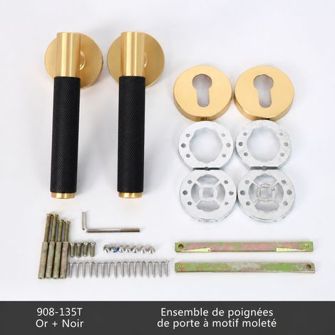 Poignée de porte intérieure sur rosace béquille pleine moletée noir et or réf 5392 25,5 × 18 × 9,5 cm 1,205 kg – Livraison gratuite