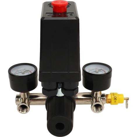 Pressostat pour compresseur d'air 0 à 180 PSI, style UE, vanne de régulation de pression 3 en 1 avec manomètre et raccord rapide (1/5)