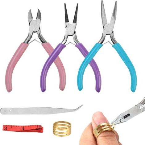 Lot de pinces à bijoux - Pince ronde coupante Petite pince bec long épiler Mètre ruban pour la réparation 3 Pi猫ces. (1/5)