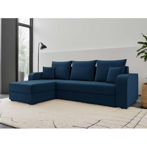 Bestmobilier – Canapé d'angle réversible 4 places convertible avec coffre – Revêtement velours 100% polyester – Dimensions 237x139 cm – Usage occasionnel (1/5)