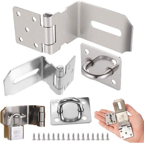 Ensemble de deux verrous de porte, verrou de porte intérieure pour porte d'entrée, verrou de cadenas avec vis, serrures de porte en acier inoxydable, verrous à angle droit en acier inoxydable (1/5)