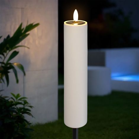Solar Gartenfackel LED Kerze mit Flammen Effekt - 99 cm - Gartenstecker warm weiß beleuchtet mit Kerzenflackern