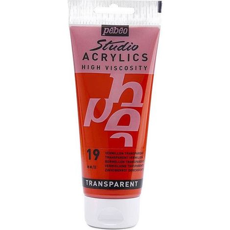 Peinture Acrylique - Pébéo - Studio - Vermillon Transparent - 100 ml - Satiné