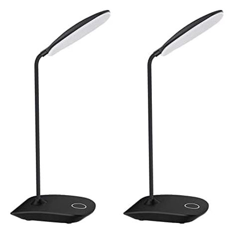 Flexible LED-Schreibtischlampe mit Schwanenhals, 3 Helligkeitsstufen, 5 W berührungsempfindlich, kabellos, kompakt und tragbar für Schlafzimmer, Arbeitszimmer, Büro, 2er-Set (1/5)