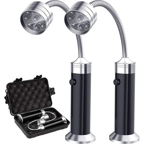 Lot de 2 lampes magnétiques pour barbecue extérieur, alimentées par piles, ultra-lumineuses, à 360°, résistantes aux intempéries, noires.-AquaForge (1/4)