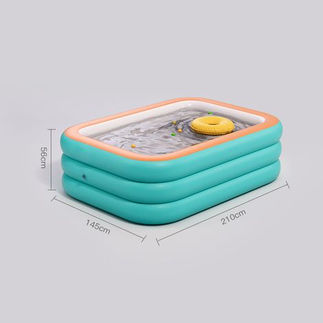 Piscine Gonflable Familiale 200x150x50cm Résistante Bassin Pliable Jardin pour Adultes Enfants (1/5)