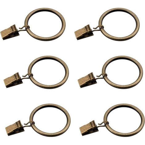 Ensemble de 30 Anneaux de Rideau en Bronze avec Clips/Heavy-Duty décoratif métal drapé Clip Crochets Ensemble avec œillets pour Rideaux, Salle de Bain, s'adapter à 1 1/4 Pouce Rod
