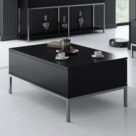 Rechteckig Couchtisch Black Lord 90x60 - Silberner Rahmen