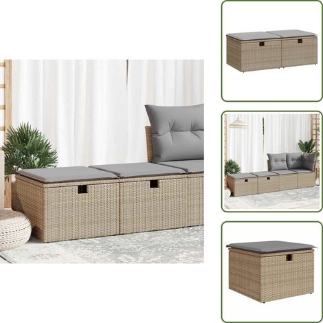 2-tlg. Garten-Sofagarnitur mit Kissen Beige Poly Rattan Akazie - Garten Sofagarnitur - Garten Sofagarnituren - Outdoor Sofagarnitur - Sofagarnitur Terrasse (1/5)