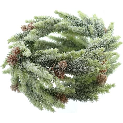 Weihnachtskranz Fichte mit Zapfen & Schnee 25 cm - Kunstblumen (1/2)