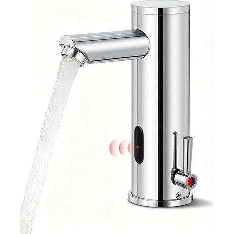 Bathroom Sink Mixer Tap, Automatic Touchless Faucet with Cold and Hot Sensor Real Brass Hands Free Temperature Control Single Handle (1/5)