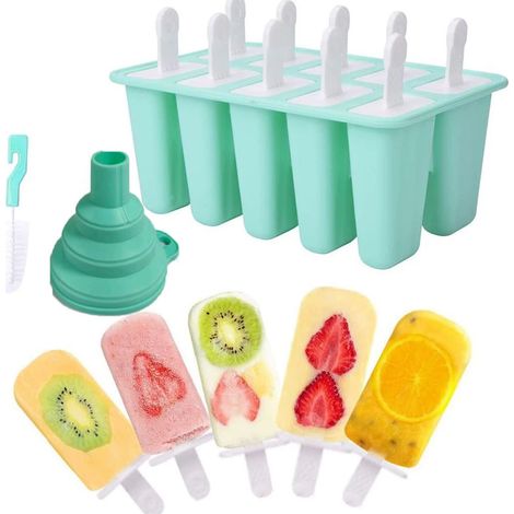 Eisformen Silikon 10 Hohlräume Eis am Stiel Formen Grün (1/5)