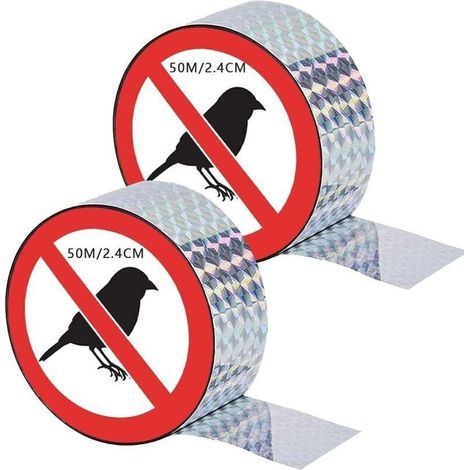 Ruban anti-oiseaux. 2 pièces de ruban répulsif pour oiseaux. ruban réfléchissant pour oiseaux. ruban dissuasif. ruban adhésif double face laser pour effrayer les oiseaux. effrayer les oiseaux. protége (1/5)