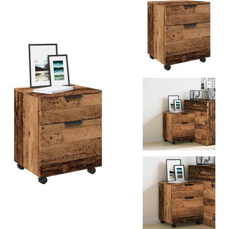 Mobiler Aktenschrank mit Rollen Altholz 45x38x54 cm - Aktenschrank - Aktenschränke - Schreibtischschrank - Schreibtischaufbewahrung (1/5)