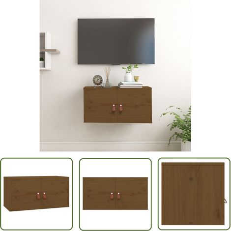 The Living Store Wandschrank Honigbraun 60x30x30 cm Massivholz Kiefer - Holzregal - Wandregal - Regal - Hängeschrank - Speicherplatz (1/5)
