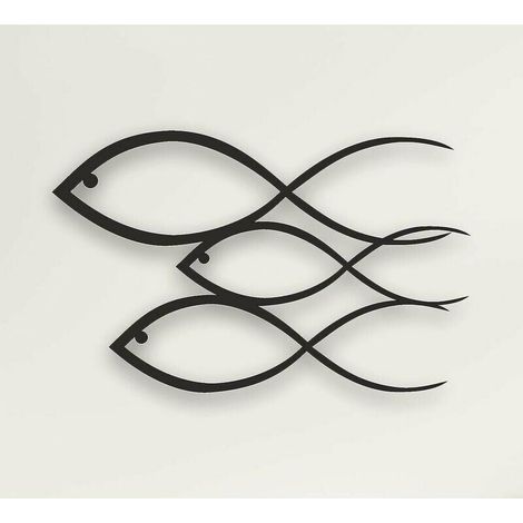 SHINING HOUSE Metall-Wanddekoration – Fischfamilie – Metall-Wanddekoration, Heimbüro-Dekoration, Schlafzimmer-Wohnzimmer-Dekoration (30 x 18,5) (1/5)