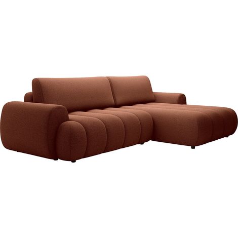 Canapé d'angle droit convertible en tissu terracotta FRIDORA (1/5)