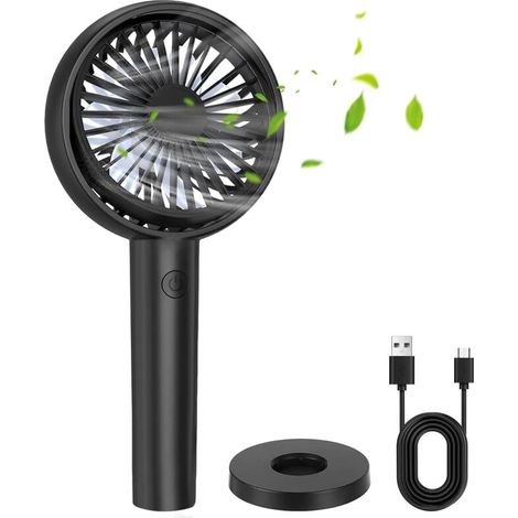 Ventilateur portable rechargeable 4000 mAh, ventilateur à main à 3 vitesses réglables, fonctionnement continu de 5 à 8 heures, ventilateur USB pour la maison, le bureau, les voyages, l'extérieur