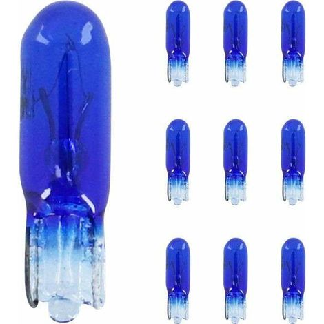 10x Ampoule 12V 1,2w T5 wedge bleu W2x4.6d universel éclairage lumière bricolage remplacement (1/2)