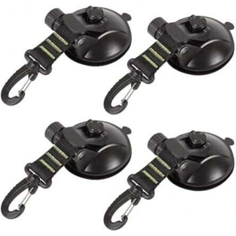 4er-Pack Saugnapf-Anker mit Saugnapfbefestigung für Auto, Camping, Plane und Zelt. Multifunktionale Saugnapfbefestigung zur Verwendung als Seitenmarkise am Auto.