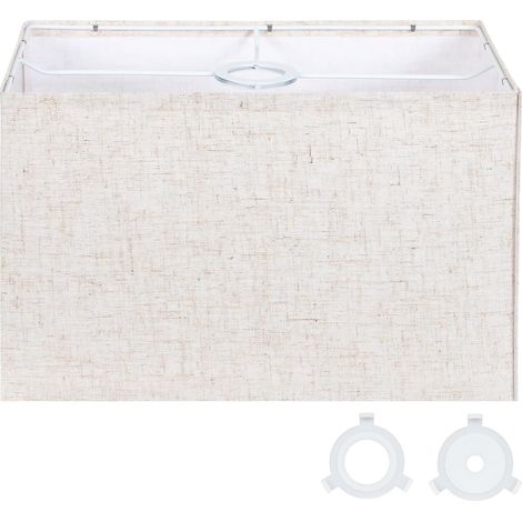 40 x 24 x 25 cm Rectangular Lampshade for Floor Lamps and Lamps Beige linen, metal frame, 42 mm ring and adapters E12/E26/E27, for high lamps, living room and bedroom (1/5)