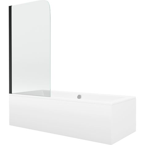 Mexen Cube baignoire rectangulaire 170 x 80 cm avec revêtement et paroi 1-volet 70 cm, transparent, noir - 550517080X9007017000 (1/5)