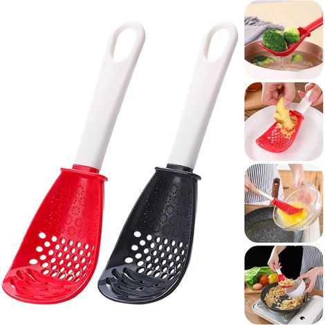 Lot de 2 cuillères de cuisine multifonctions, passoires, ustensiles de cuisine pour cuisiner, égoutter, écraser et broyer
