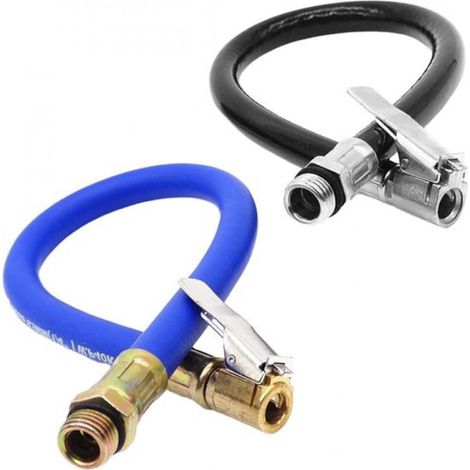 Adaptateurs pour gonfler les pneus de moto et de voiture, flexibles et tressés, comprenant une pompe à clip et un outil pour tuyau d'air (1/5)