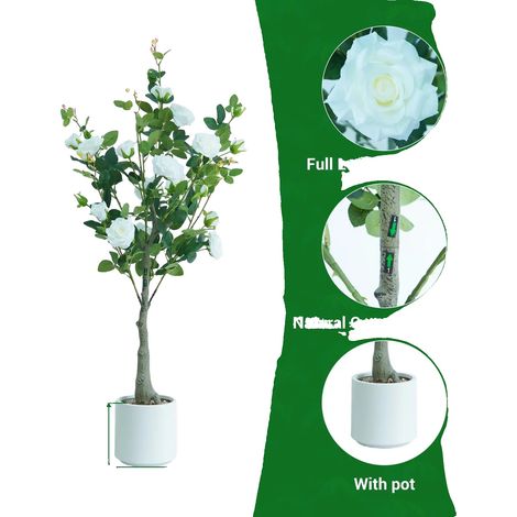 Rosal artificial, diseño realista, fácil mantenimiento, BLANCO (1/2)