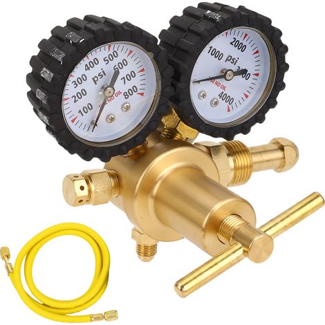 Kit de vanne de régulation d'azote 0-800PSI pour CVC avec tuyau de 60 pouces, connexion d'entrée CGA580, sortie évasée mâle de 1/4 pouces (1/5)