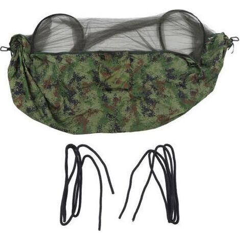 Hamac de camping pour 2 personnes, capacité de 440 lb, couleur camouflage, design de filet de lit, hamac de voyage pour randonnée, aventure,DUBUNS (1/4)