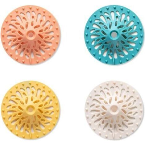4 Pcs Silicone Hair Stopper, Universal Drain Protector, Can be Used in Bathroom, Bathtub, Kitchen, Hair Filter (1/5)