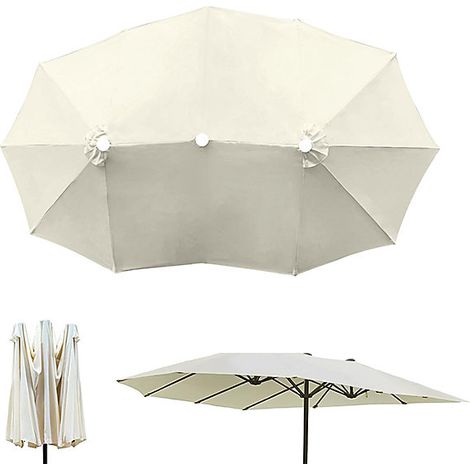 Toile de rechange pour parasol à trois têtes de 2,7 m, parasol de jardin extérieur, toile de parapluie uniquement (1/5)