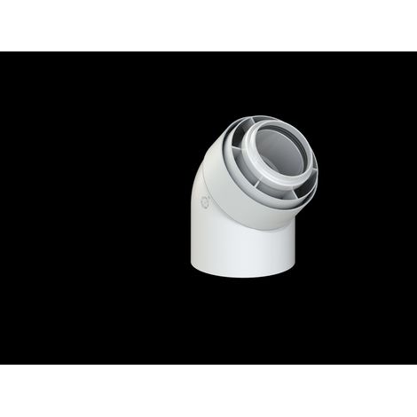 Brötje Bogen DN  60/100 45 Grad konzentrisch K60 KB45 AL/PPS weiß, 7308322