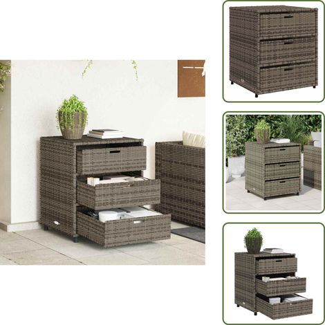 Armadietto in rattan - vidaXL Armadietto Portaoggetti Giardino Grigio 55x59x69cm Polyrattan - Armadietto in acciaio